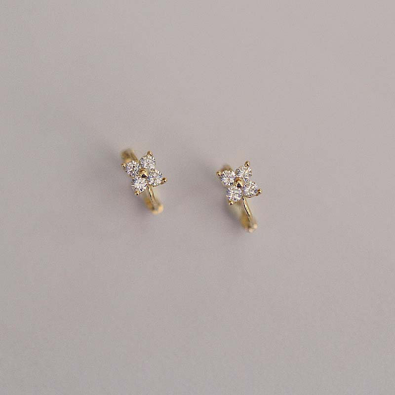 Solid Gold Stunning Dainty Hoop Earrings 9K Solid Gold CZ - Etsy