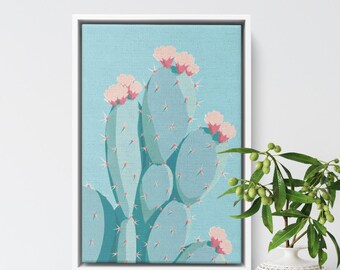 Cactus Blues, Teal Wall Art, Abstract Botanical Prints