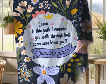 Breast Cancer Awareness Gifts, Cancer Survivor Gifts, October Awareness Month, Fuck Cancer Gifts, Best Friend To My Queen, Cozy Pink Blanket