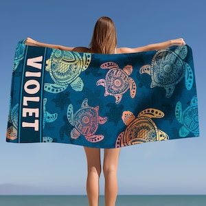 Mermaidcore Personalized Beach Towel, Coconut Girl Ocean Inspired Style, Custom Beach Blanket, Coastal Cowgirl Towel, Teenage Girl Gifts