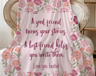 Best Friend Gifts - Preppy Fleece Blanket, Bestie Christmas Gifts, Bridesmaid Thank You GIfts, Teenage Girl Gifts, Roommate Graduation Gift