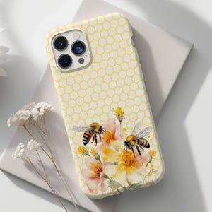 Honey Bee iPhone 16 Case, Honeycomb Phone Case Cover, iPhone 15 14 13 12 11 Pro Max, Samsung S25 S24 S23 S22, Bumble Bee Gardeners Gift