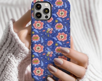 Capa para iPhone com estampa floral Chinoiserie, estilo vintage Toile, compatível com MagSafe.