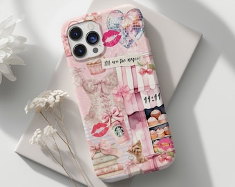 Pink Coquette Collage iPhone Case, Girly Aesthetic, Impact Resistant