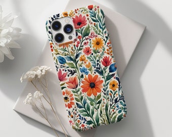 Blumen iPhone Hülle, Cottagecore Sommer Blumen Handyhülle, süßes Handy Zubehör, Volkskunst iPhone 15, iPhone 14 13 12, Samsung Galaxy S21