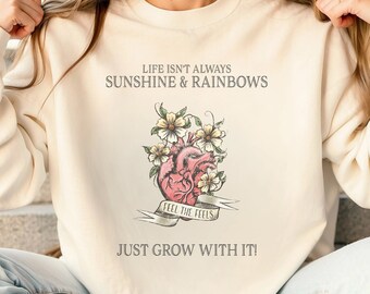 Whimsigoth Shirts That Go Hard | Grow With It Sweatshirt | Neurodiversity Shirt | Anxiety Sweatshirt | Goblincore | Human Heart Illustration