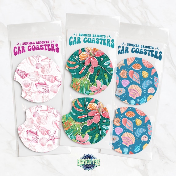 Coconut Girl Car Coasters, Seashell Car Cup Holder Coaster, Cute Car Accessories, Cup Holder Coaster, Trendy Summer Soapstone Car Coaster