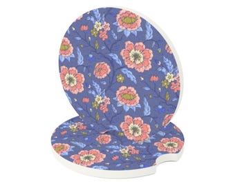 Bloemen auto-onderzetters, toile-bekerhouder, leuke auto-accessoires, chinoiserie-bekerhouder onderzetter, auto-accessoires, auto-onderzetters voor vrouwen