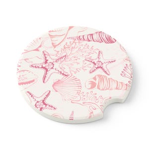 Stocking Stuffers, Beachy Auto Accessories, Seashell Car Coaster, Cute Coconut Girlie Aesthetic, Car Drink Holder Coaster, Summer Accessory immagine 7