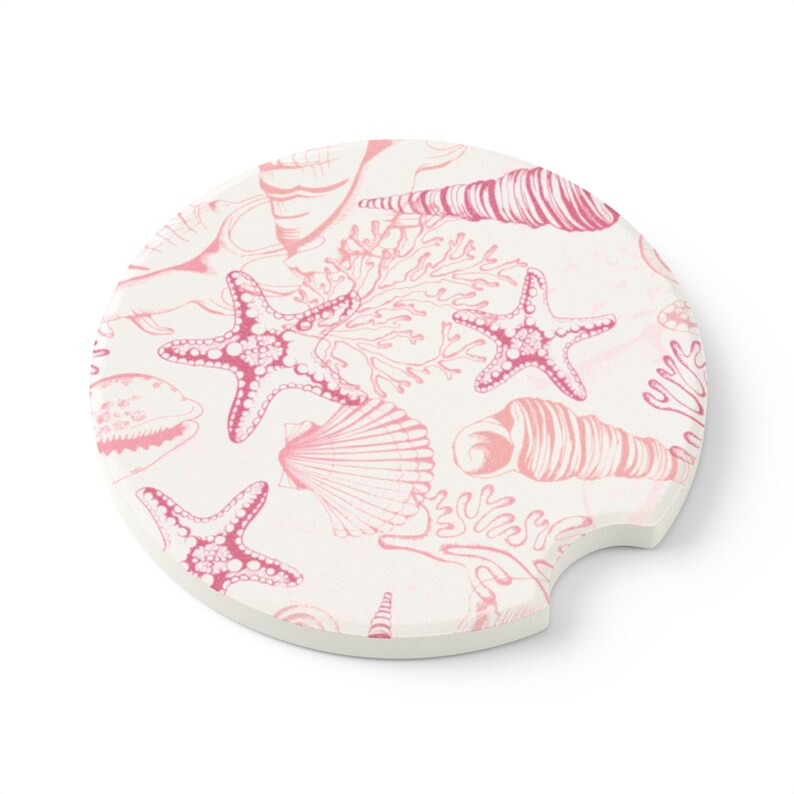 Stocking Stuffers, Beachy Auto Accessories, Seashell Car Coaster, Cute Coconut Girlie Aesthetic, Car Drink Holder Coaster, Summer Accessory immagine 7