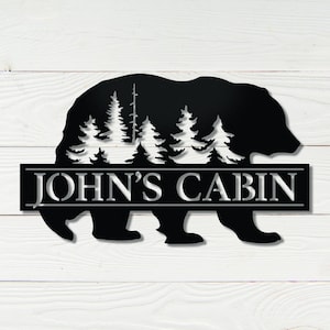 Personalized Bear Sign | Father&#39;s Day Gifts | Custom Bear Design | Bear Metal Wall Art | Man Cave Wall Decor | Funny Bear Custom Name Sign