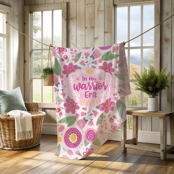 Breast Cancer Blanket, Cancer Care Package Her, Pink Ribbon October Awareness, In My Warrior Era Chemo Recovery Gift, Breast Cancer Survivor