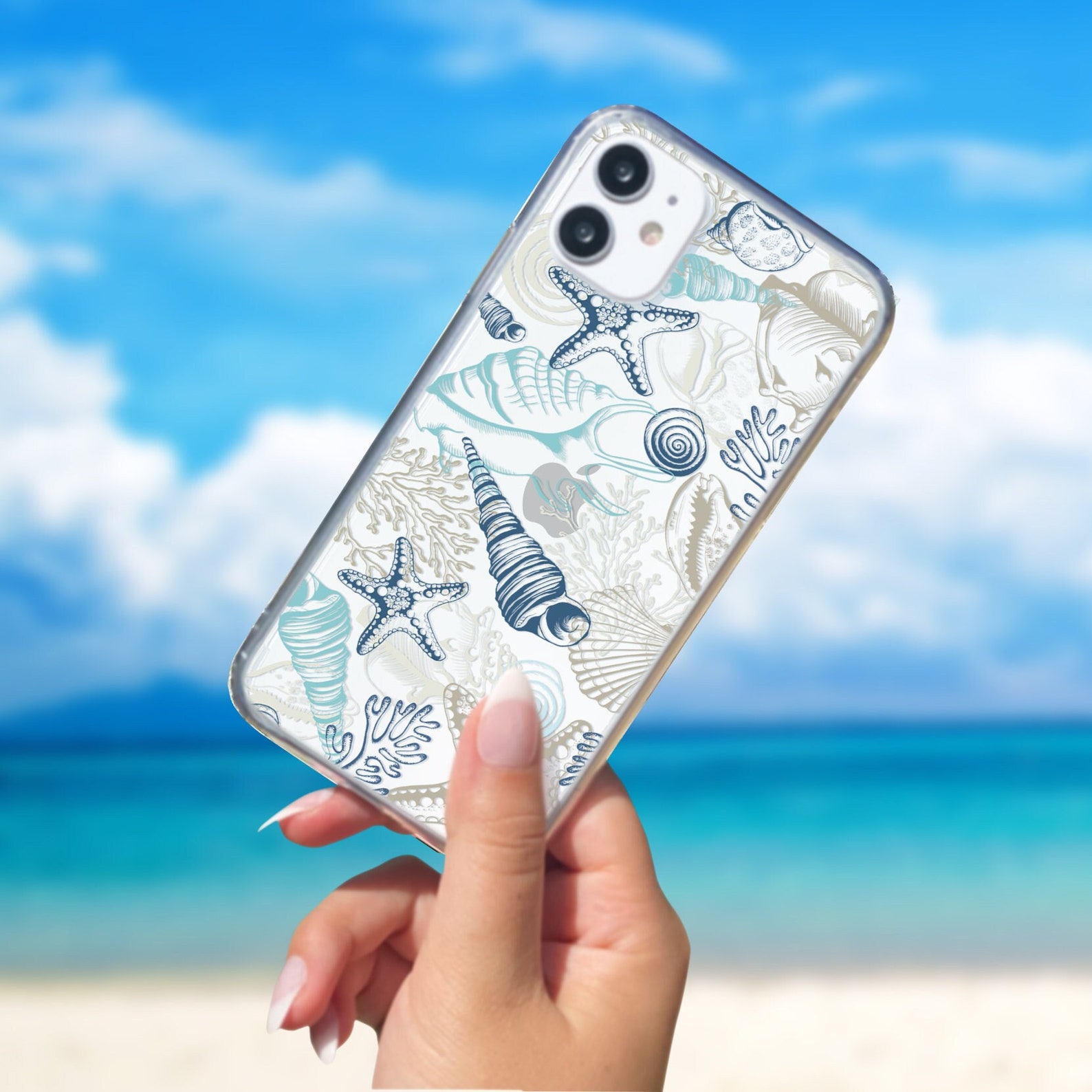 Seashells Phone Case, Clear Phonecases, Preppy Aesthetic, Hello Summer