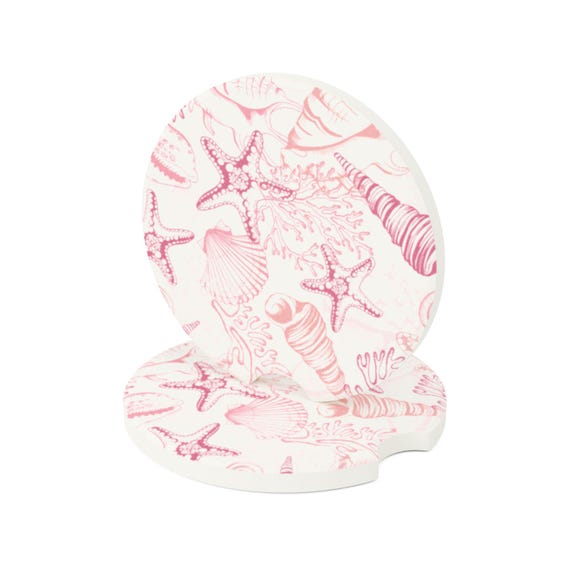 Stocking Stuffers, Beachy Auto Accessories, Seashell Car Coaster, Cute Coconut Girlie Aesthetic, Car Drink Holder Coaster, Summer Accessory