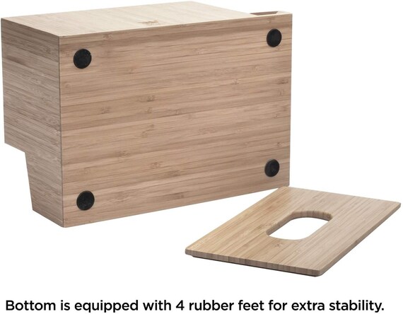 MobileVision Bamboo Pot Lid Holder Organizer For Storage In Cabinets Or Kitchen Countertops 6 Sections~p113665920