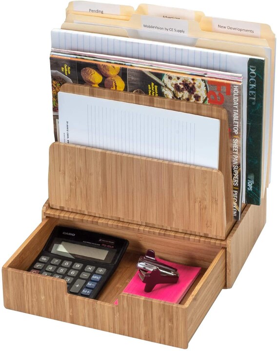 Bambus Desktop File Ordner Organizer mit Schublade - Etsy.de