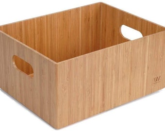 Mobilevision Bamboo Storage Box Multi-Purpose Organizer, 14” x 11” x 6.5”