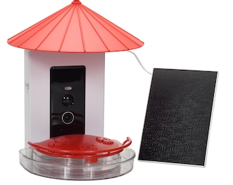 HummingBird Feeder Solar Powered Wide Angle Camera AI Technology for Bird Recognition Motion Detection for Live View Photo & Video,