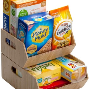 MobileVision XL Bambus Vorratsbehälter für Pantry & Küchenschrank Organizer Mehrzweck 2-teiliges stapelbares Set
