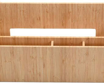 Mobilevision Bamboo Magazine Holder/Mail Sorter/File Folder Organizer/Mounted Rack for Home or Office, Includes Mounting Screws