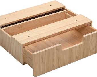 Cajón de bambú debajo del escritorio: almacenamiento montable para suministros de oficina