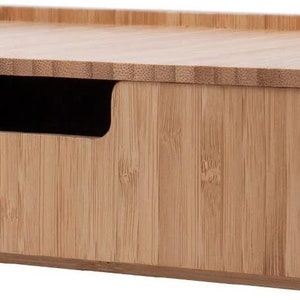 Mobilevision Bamboo Drawer, Stackable Storage Solution for office products pens, pencils, scissors, notepads, business cards and more