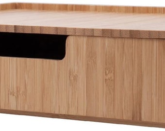Mobilevision Bamboo Drawer, Stackable Storage Solution for office products pens, pencils, scissors, notepads, business cards and more