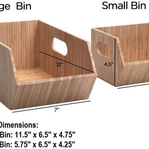 Mobilevision Bamboo Storage Bins for Pantry & Kitchen Cabinet Organizer Multi-Purpose 2 Piece Stackable Set image 3