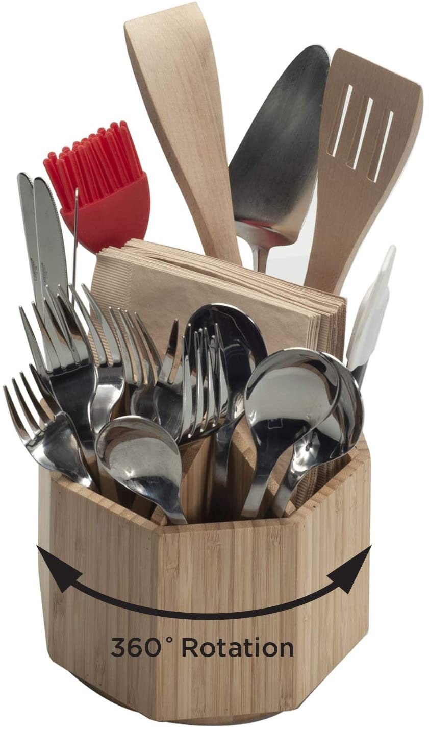 Bambus Dreh Utensilienhalter & Kchen Organizer, mehrere Fcher, 8  Abschnitte - Etsy.de