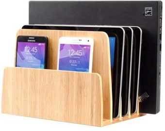 Mobilevision Bamboo Multi Device Organizer for Smartphones, Tablets and Laptops, 5 Slots