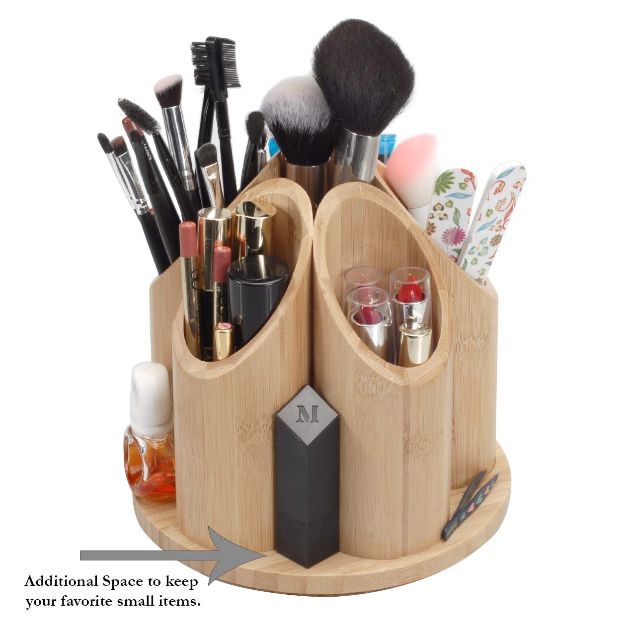 Mobilevision Bamboo Rotating Office & Art Supply Organizer Multiple  Compartments, 9 Sections for Pens, Pencils, Highlighters, Markers, ETC 
