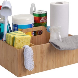 Mobilevision Bamboo Sturdy Durable Carrier Multi-Purpose Caddy with Handle, & 3 Sections