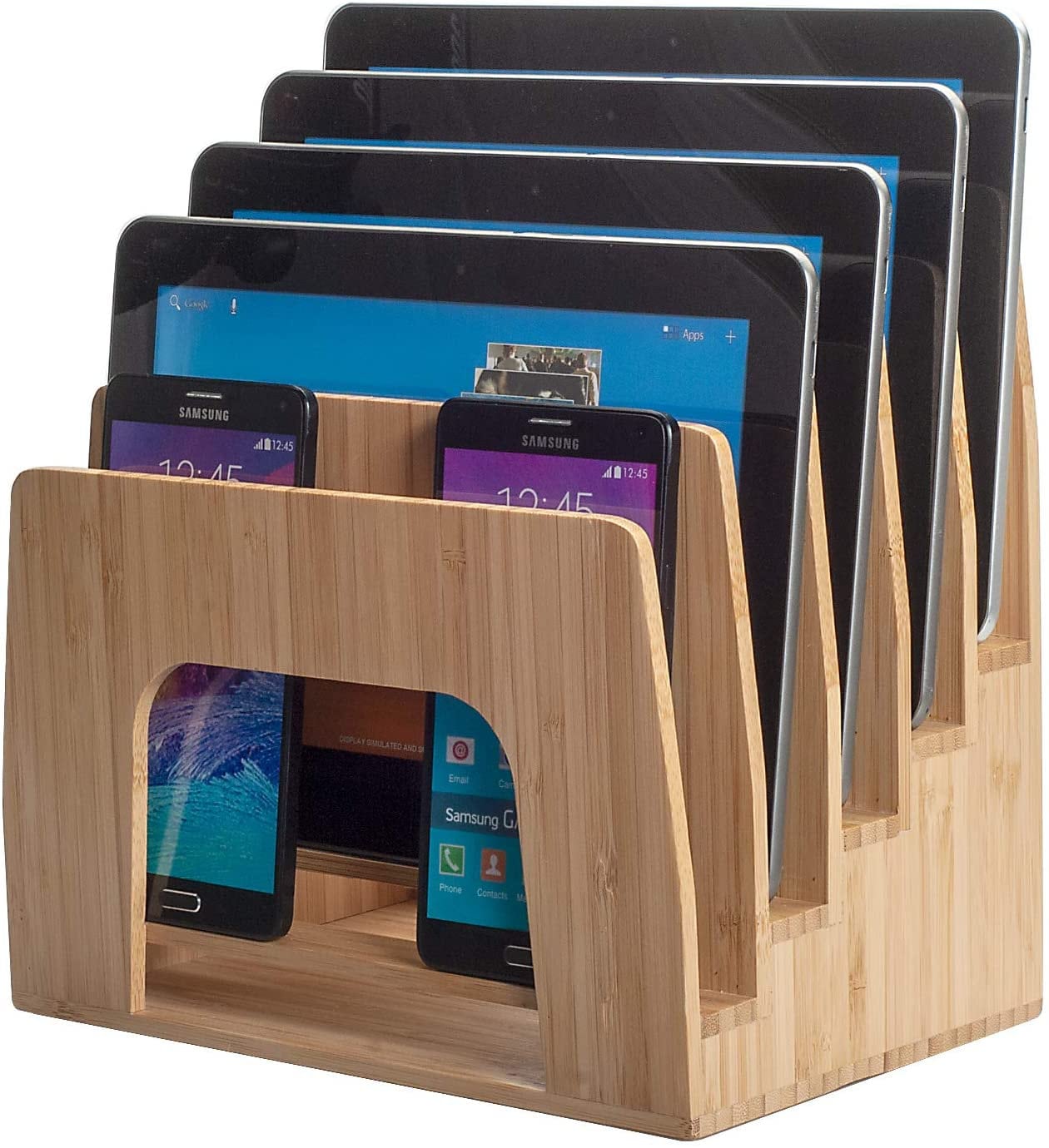 Bamboe desk organizer met 5W draadloze oplader