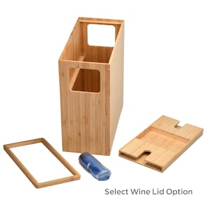 Mobilevision Bamboo Slim Trash Can with Lid, Waste Basket for Bathroom, Bedroom, Office, Vanity, Salon or Spa, Small Spaces, Bag Liners image 5