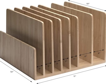 Bamboo Device Organizer for Smartphones, Tablets and Laptops, 7 Slots with Extra Wide Slots for Laptops