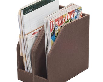 MobileVision Executive Brown Cloth Fabric Vertical File Holders - 2 Piece Combo