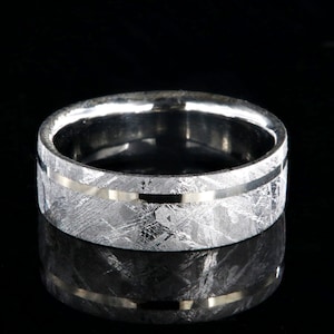 The Treasure Trove Meteorite Ring, Gibeon Meteorite and Gold Wedding Band