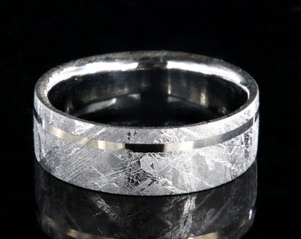 The Treasure Trove Meteorite Ring, Gibeon Meteorite and Gold Wedding Band