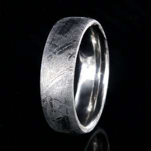 The Silver Star Meteorite Ring, Wedding Band for Men, Meteorite Wedding Ring image 4