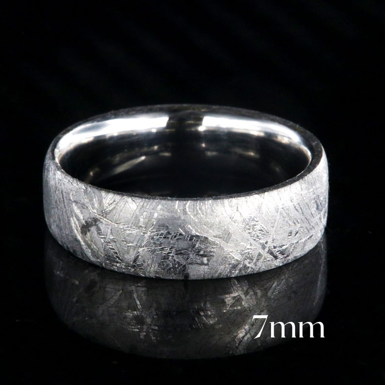 The Silver Star Meteorite Ring, Wedding Band for Men, Meteorite Wedding Ring 7mm