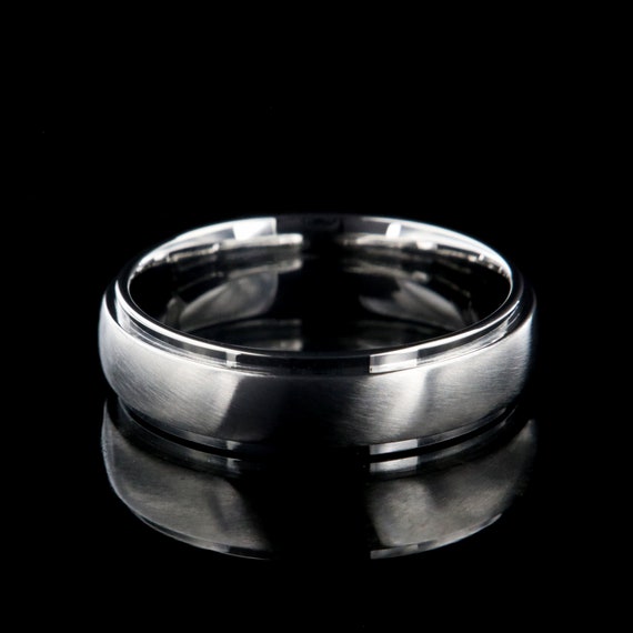 Wide Titanium Wedding Ring Band, Raised Edges, Matt