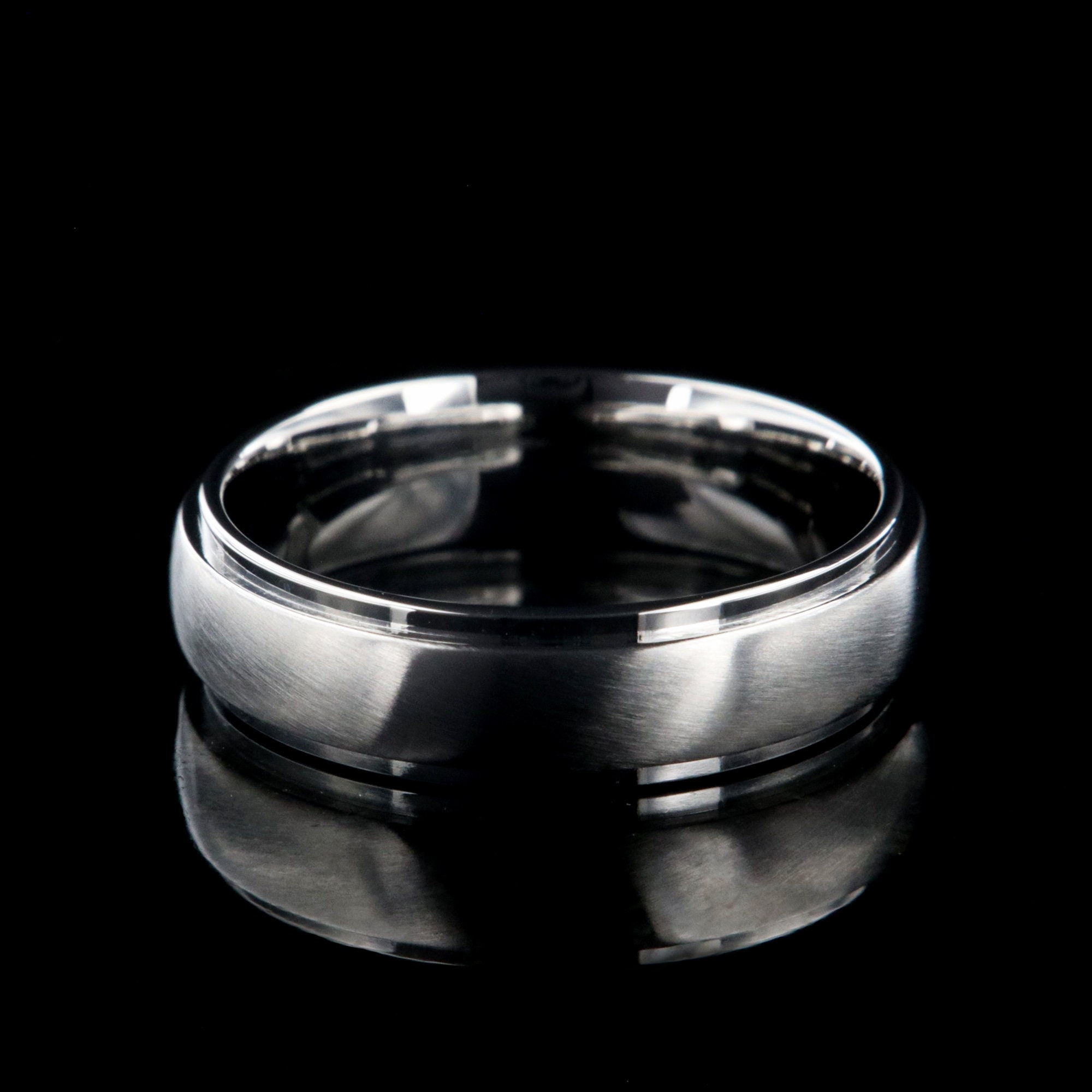 The Austere - Custom Cobalt Ring - 6mm Raised Center Profile - Brushed Finish - Comfort Fit - Handcrafted Wedding Band