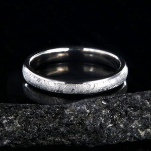 Gibeon Meteorite Wedding Band, Thin Titanium Ring, USA Handmade Comfort Fi