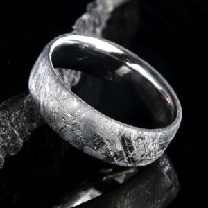 The Silver Star Meteorite Ring, Wedding Band for Men, Meteorite Wedding Ring image 1