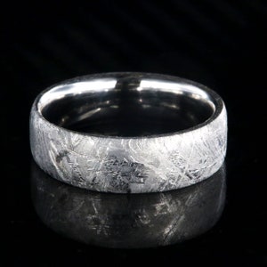 The Silver Star Meteorite Ring, Wedding Band for Men, Meteorite Wedding Ring image 2