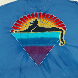 Cats Under the Stars. 2XL Men&#39;s Batik T-Shirt.  Medium Weight. 100% Cotton.
