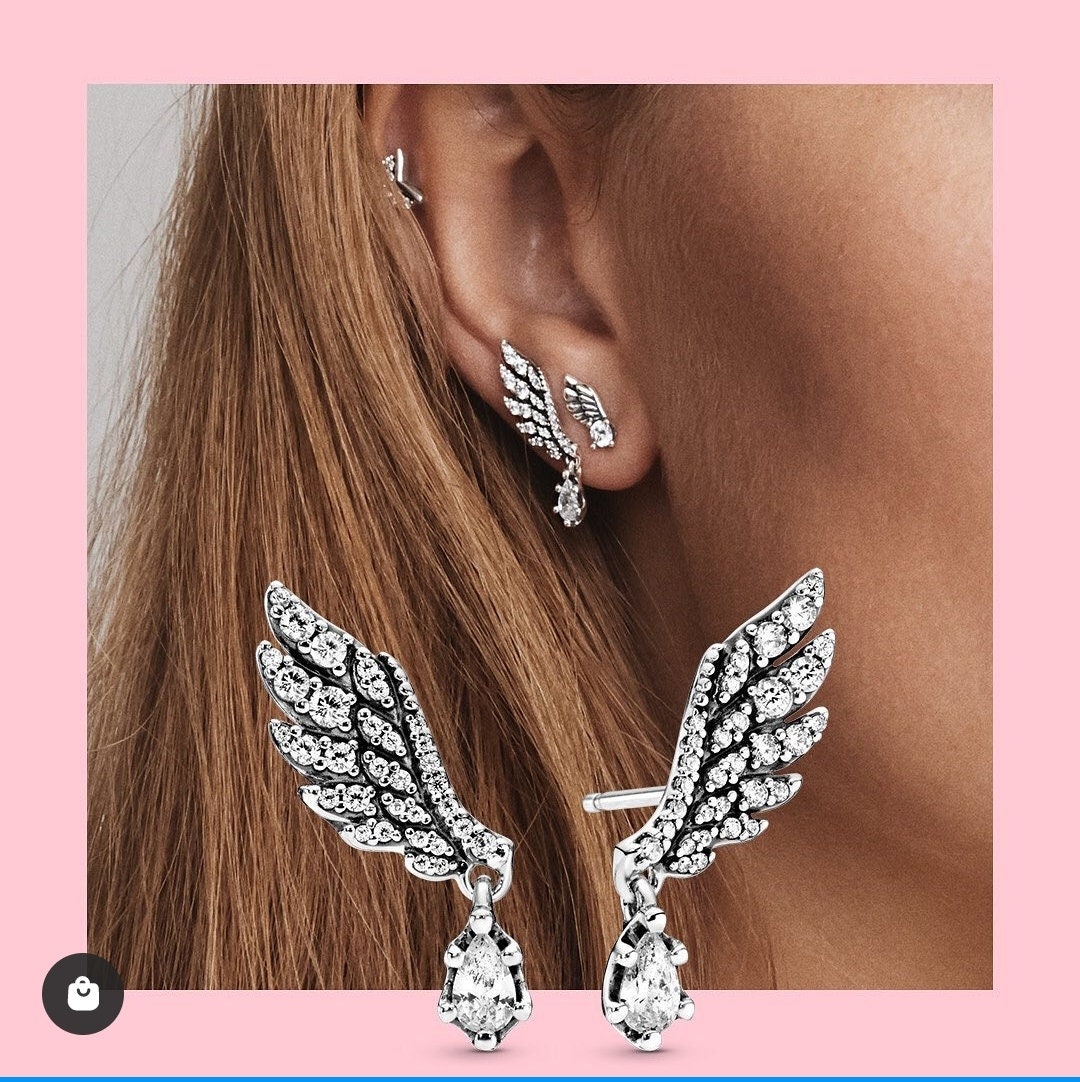 Dangling Angel Wing Stud Earrings S 925 ALE Etsy