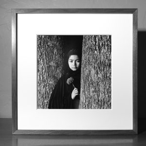 Young Girl + Flower, India, 2020, Limited Edition (50), 11x14 Handmade Silver Gelatin Print Toned in Selenium, Printed by the Photographer