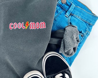 Rocker Cool Mom Embroidered Sweatshirt | Premium Heavyweight Embroidered Sweatshirt