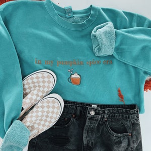 Pumpkin Spice besticktes Sweatshirt | Premium-schwerer übergroßer Vintage-Rundhalsausschnitt